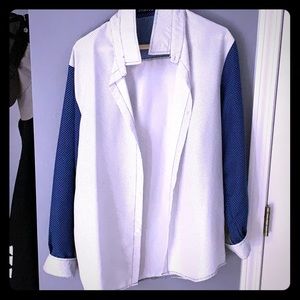 Casual Button-Down Blue/White Polk Dot Shirt